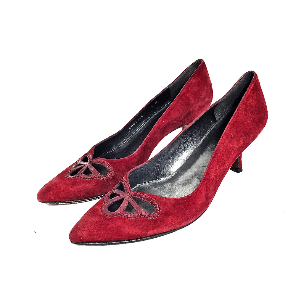 Stuart Weitzman Red Suede/Patent Pointed Pump - image 3
